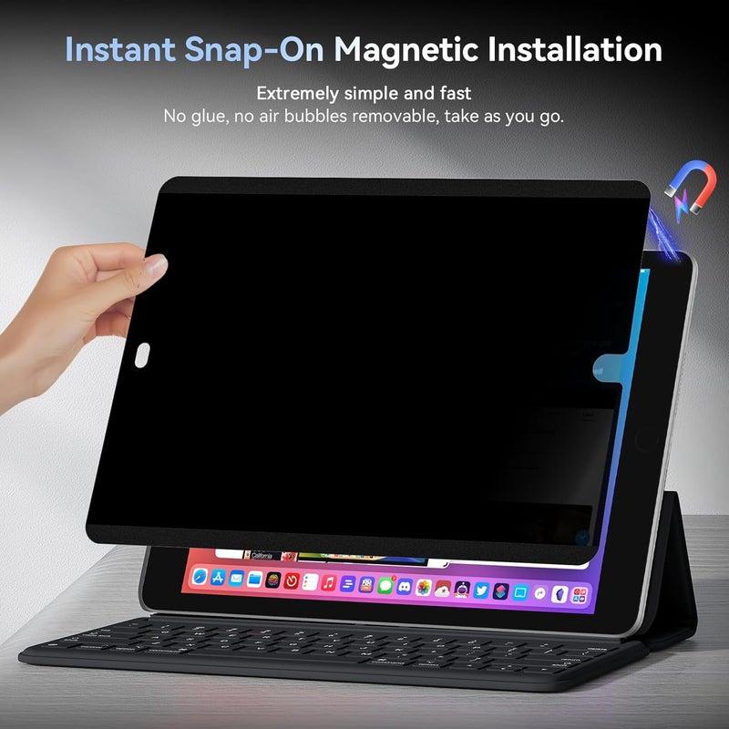 Protescreen 360° Magnetic Privacy Screen for iPad 9th 8th 7th Generation 10.2 Inch & iPad Air 3th & iPad Pro 10.5 In, 4 Way Privacy Removable Anti Glare Blue Light Filter Shield Film Anti Spy Protector - Image 3